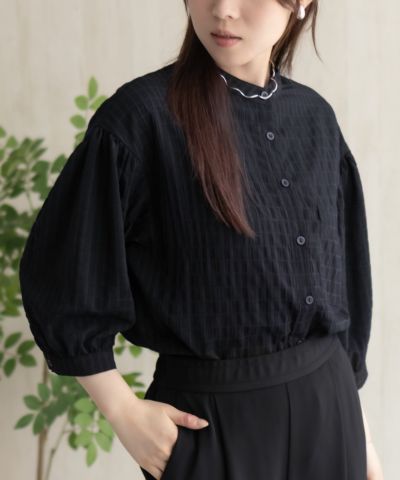 [値下げ]HusHusH  バンドカラー7分袖ブラウス レディース