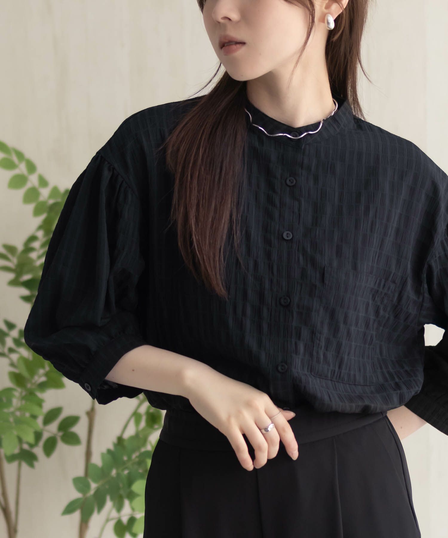 HusHusH  バンドカラー7分袖ブラウス レディース商品サムネイル-4