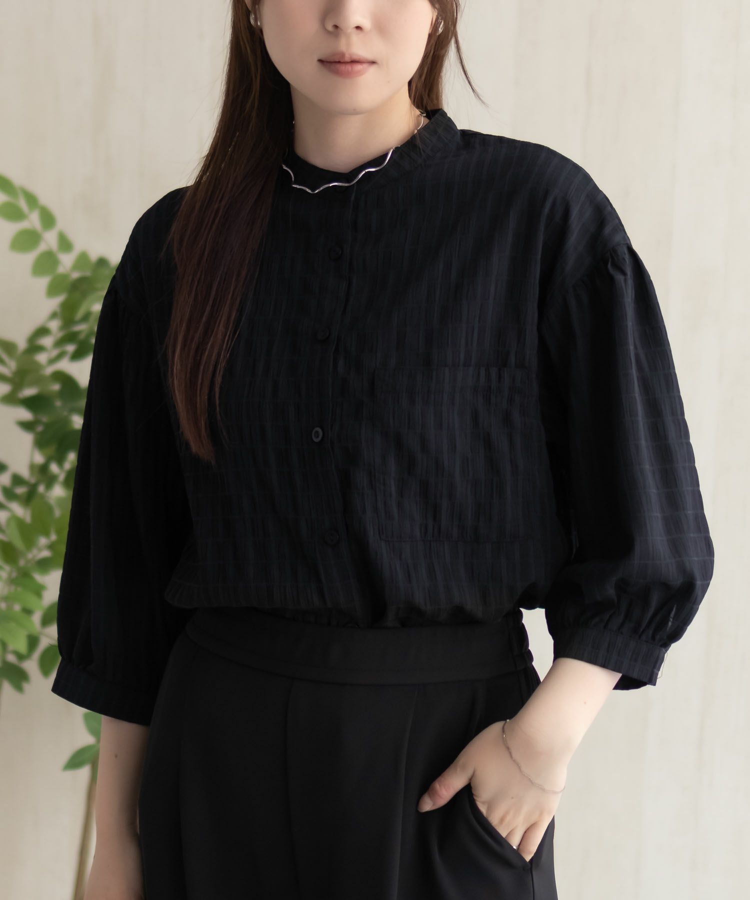 HusHusH  バンドカラー7分袖ブラウス レディース商品サムネイル-6