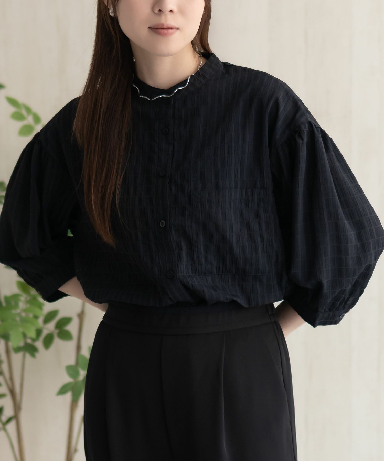 HusHusH  バンドカラー7分袖ブラウス レディース商品サムネイル-7