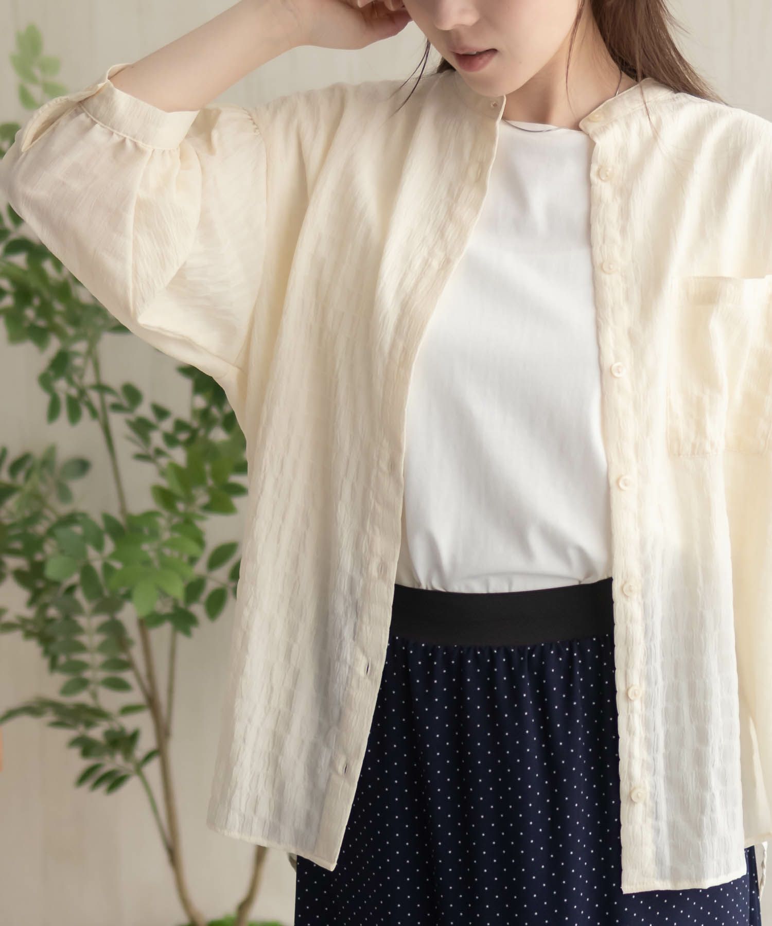 HusHusH  バンドカラー7分袖ブラウス レディース商品サムネイル-12