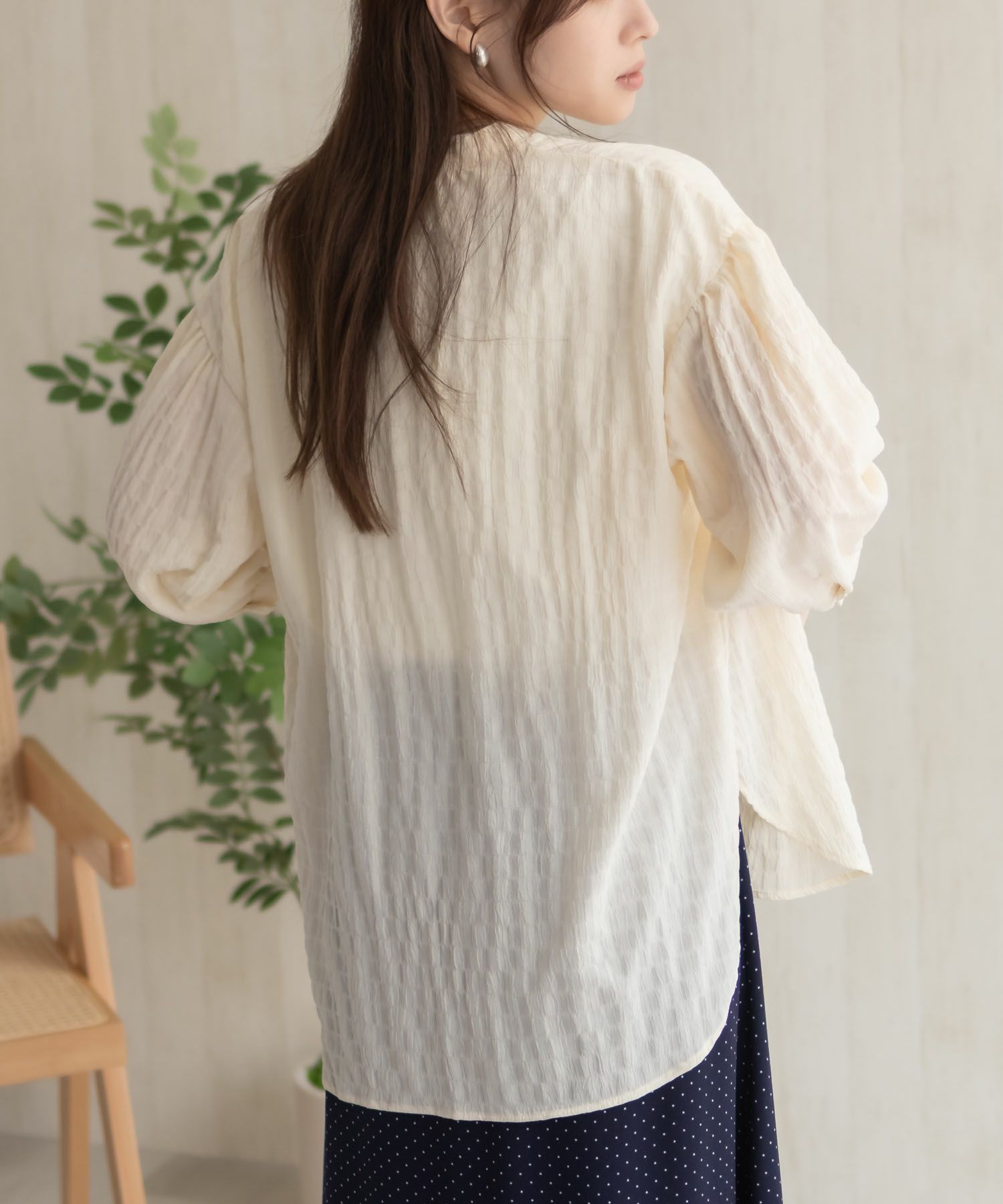 HusHusH バンドカラー7分袖ブラウス レディース