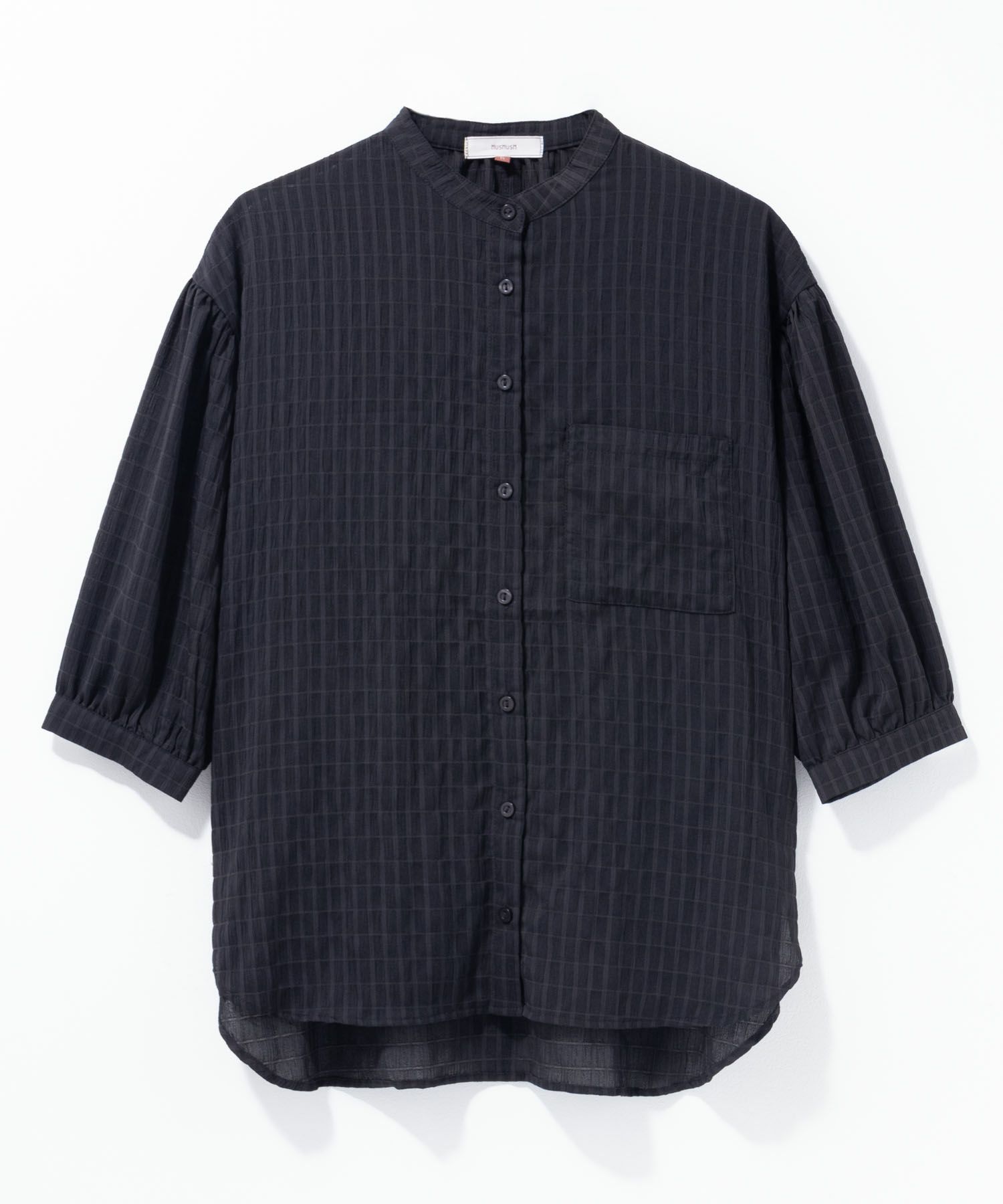 HusHusH バンドカラー7分袖ブラウス レディース