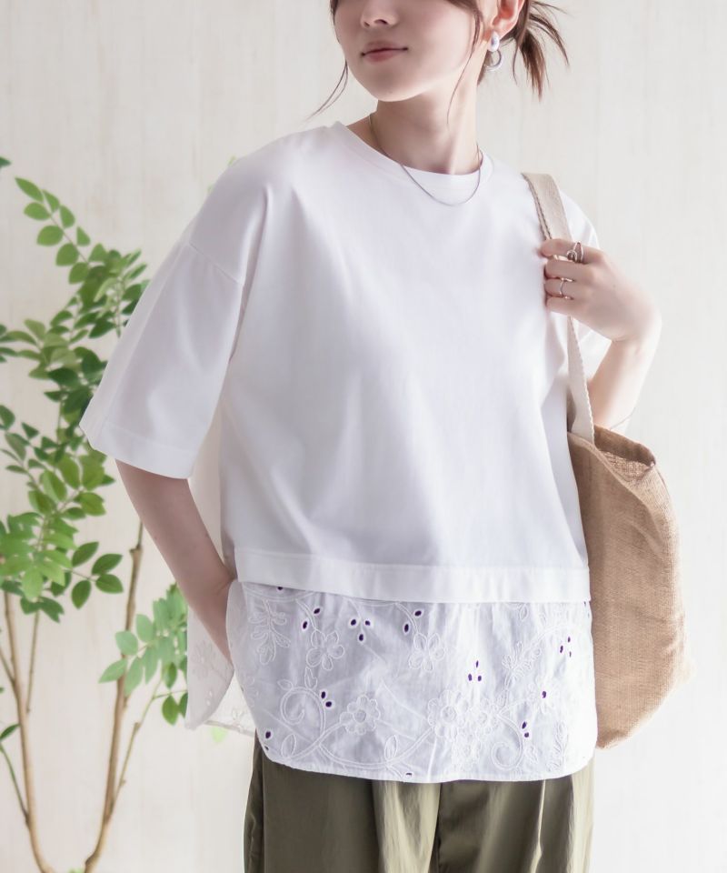 HusHusH 布帛切替Tシャツ レディース メール便 対応商品商品画像-2