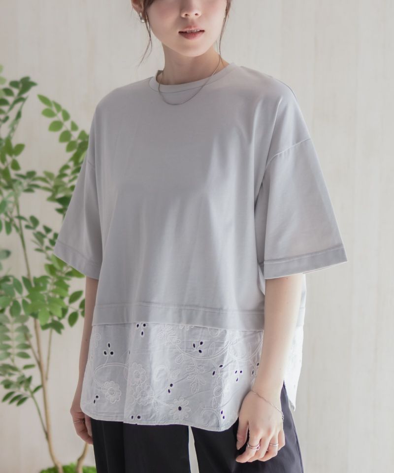 HusHusH  布帛切替Tシャツ レディース メール便 対応商品商品画像-4