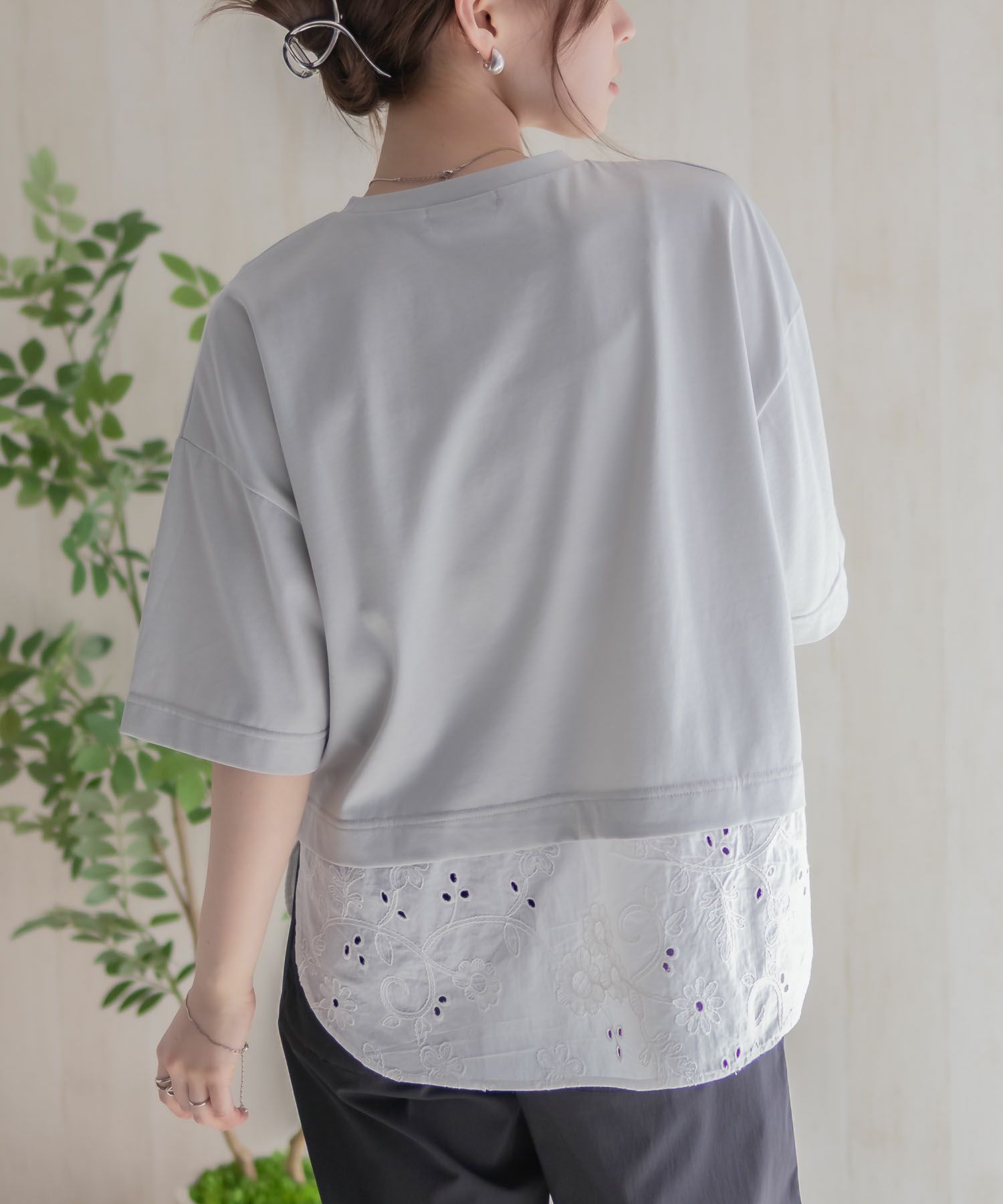 HusHusH  布帛切替Tシャツ レディース メール便 対応商品商品画像-9