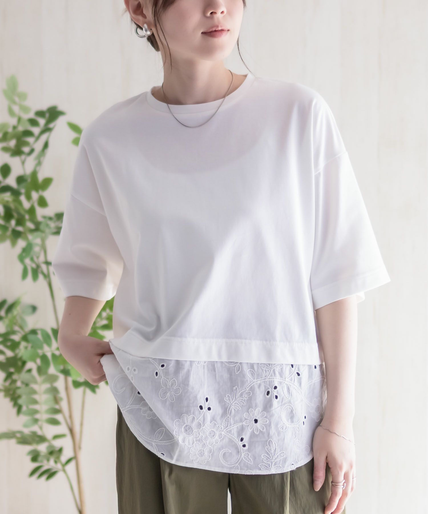 HusHusH  布帛切替Tシャツ レディース メール便 対応商品商品画像-11