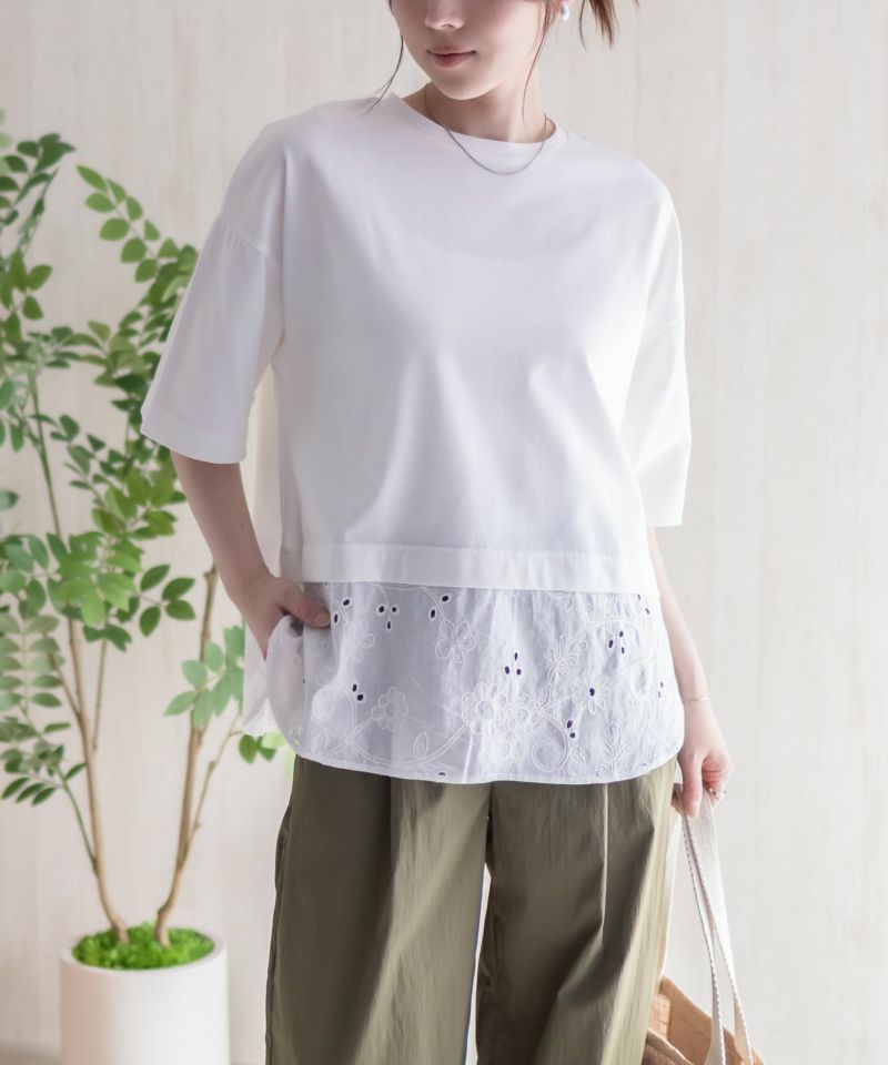 HusHusH  布帛切替Tシャツ レディース メール便 対応商品商品画像-14