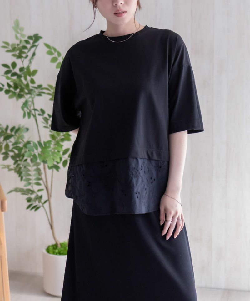 HusHusH  布帛切替Tシャツ レディース メール便 対応商品商品画像-17