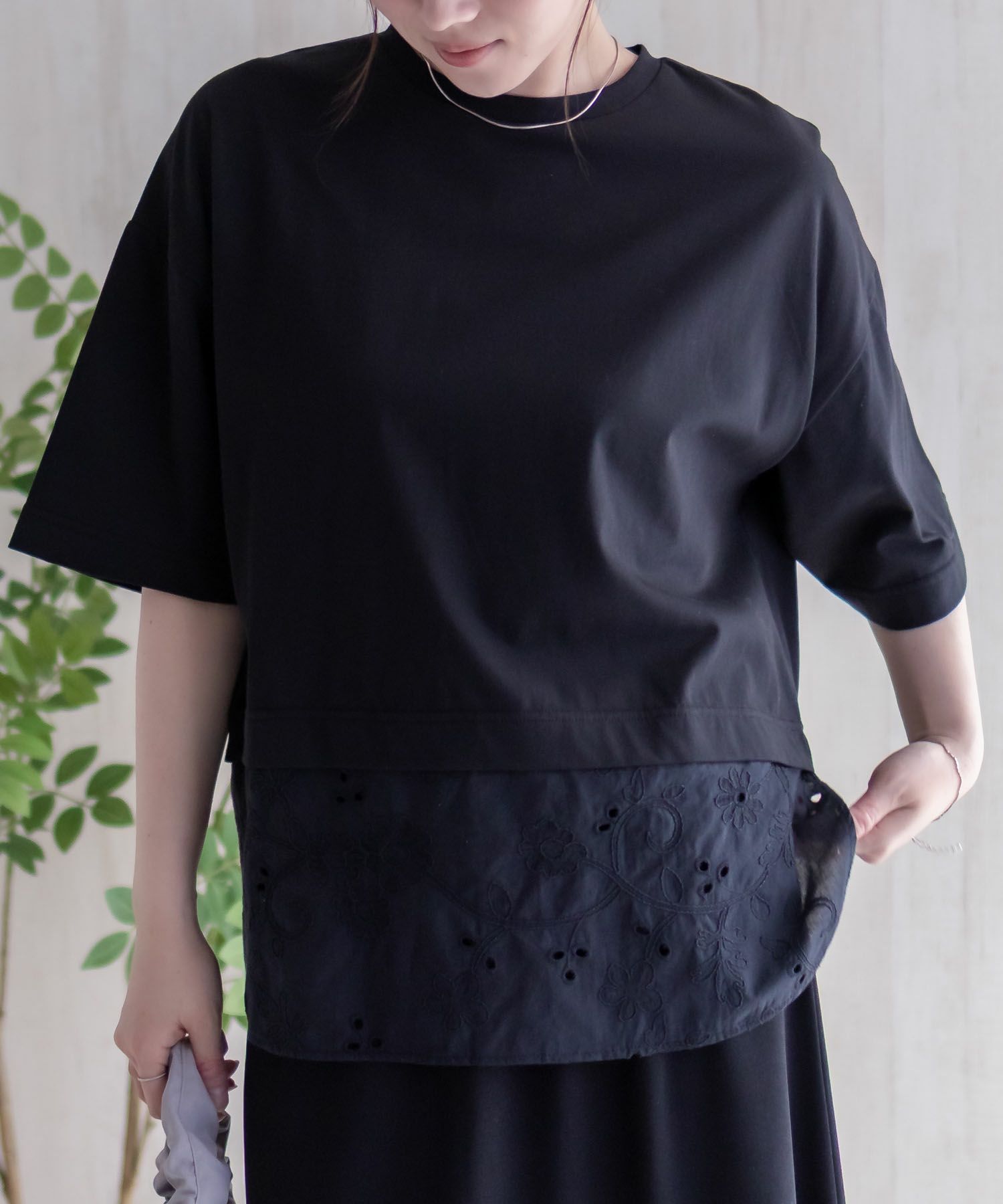 HusHusH  布帛切替Tシャツ レディース メール便 対応商品商品画像-18