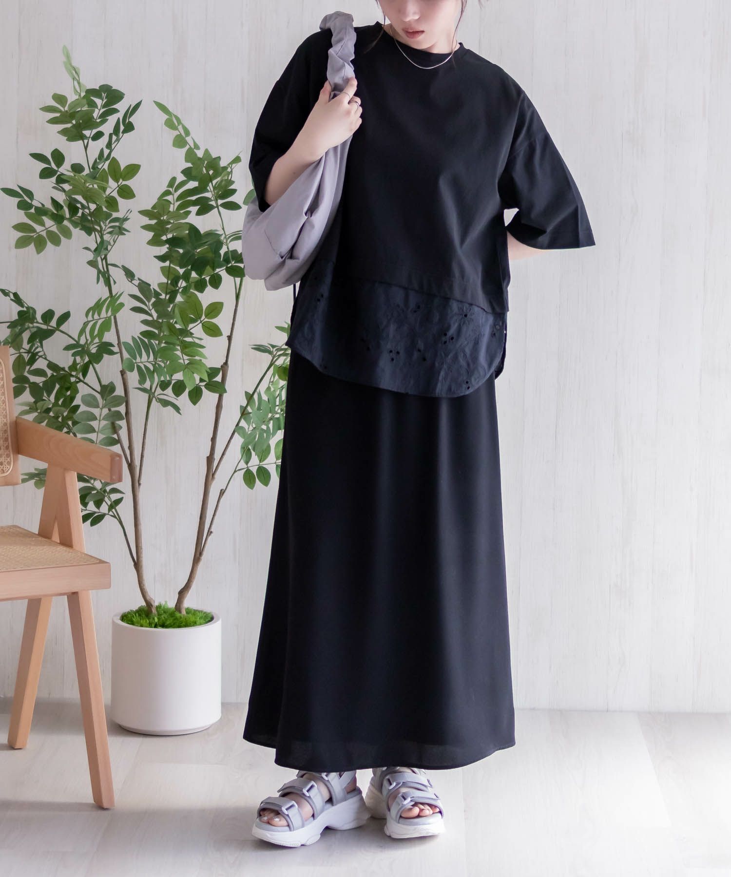 HusHusH  布帛切替Tシャツ レディース メール便 対応商品商品画像-20