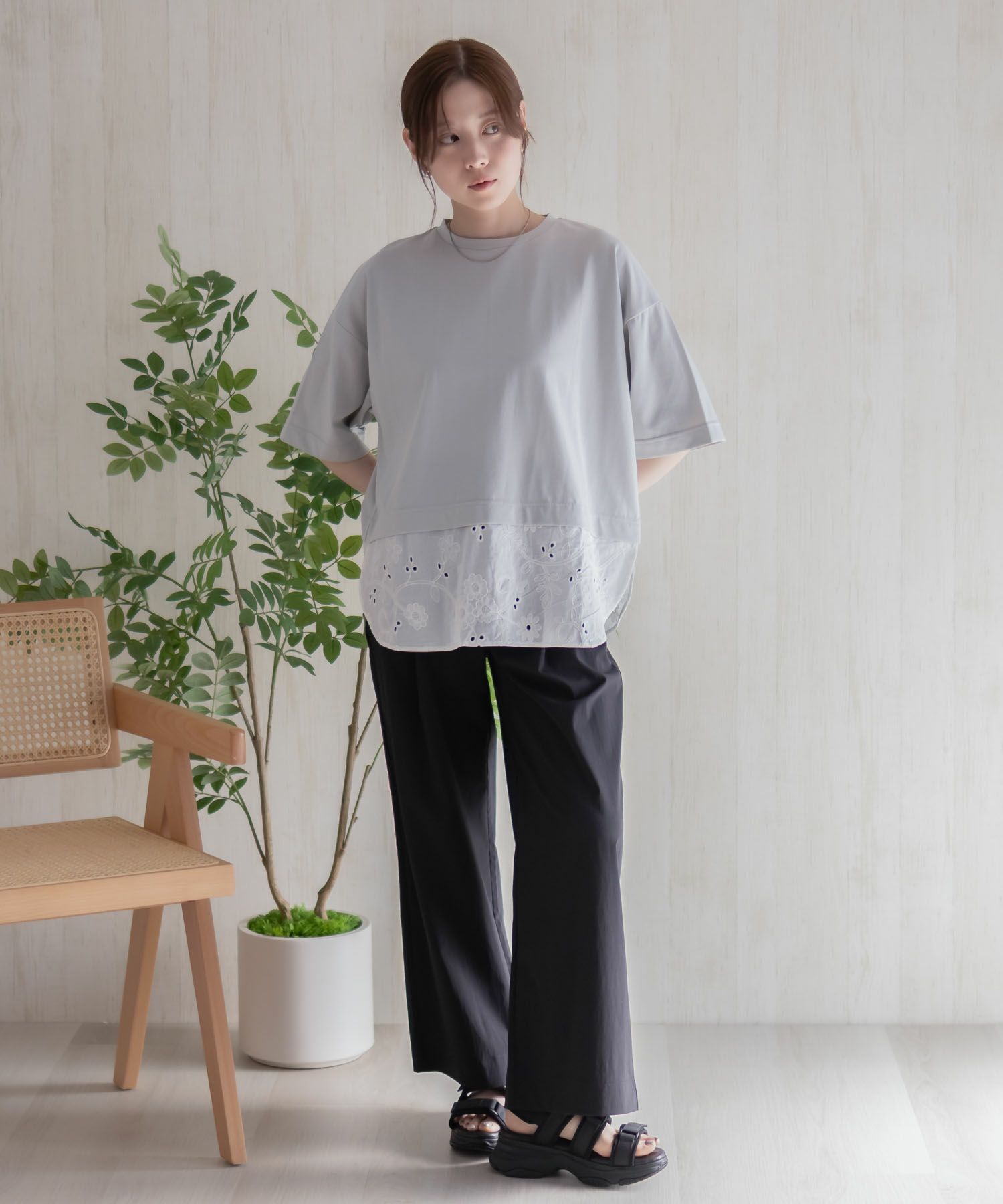 HusHusH  布帛切替Tシャツ レディース メール便 対応商品商品サムネイル-28