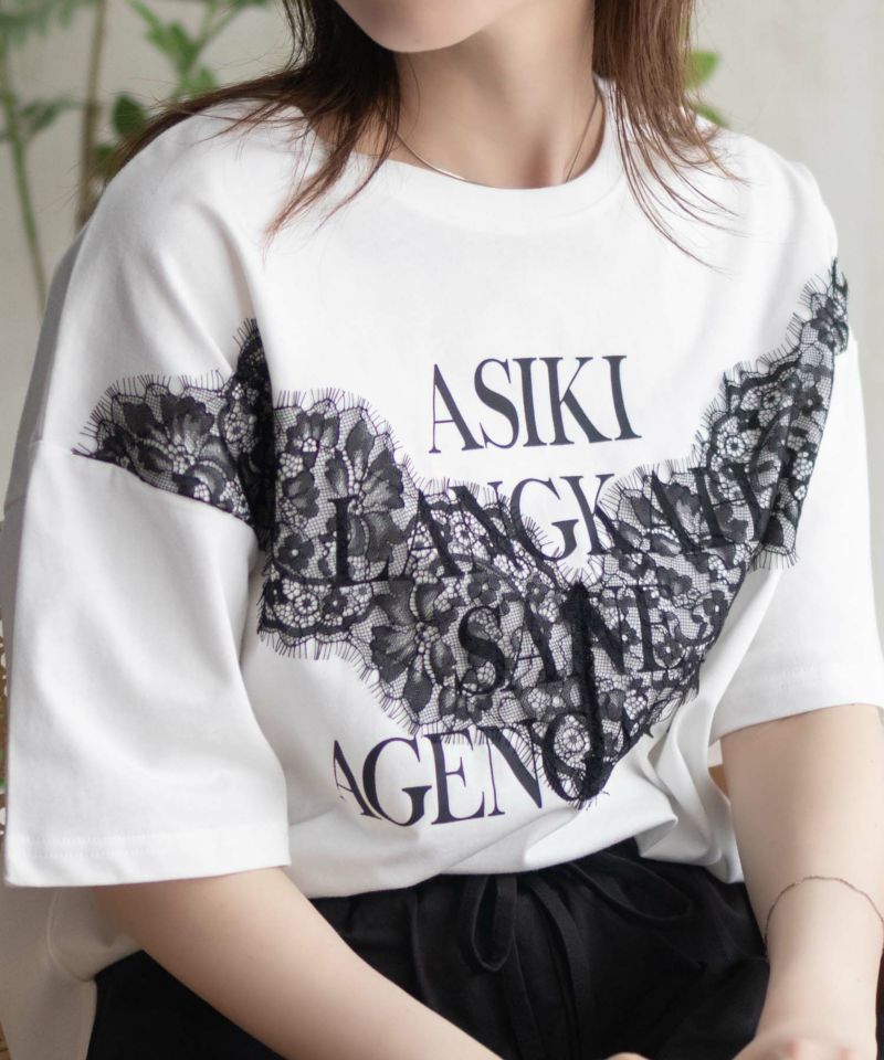 nAvy レース使いプリントTシャツ レディース メール便 対応商品商品画像-6