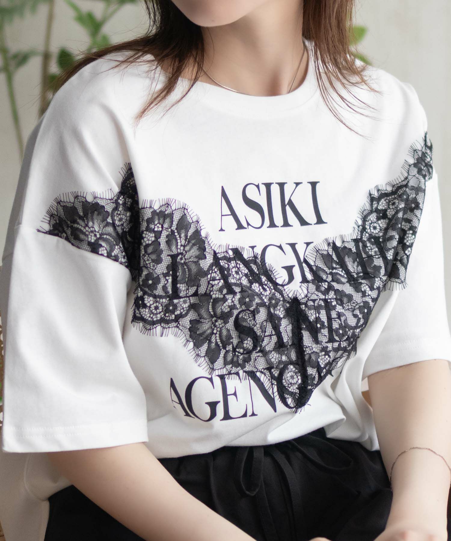 nAvy  レース使いプリントTシャツ レディース メール便 対応商品商品画像-6