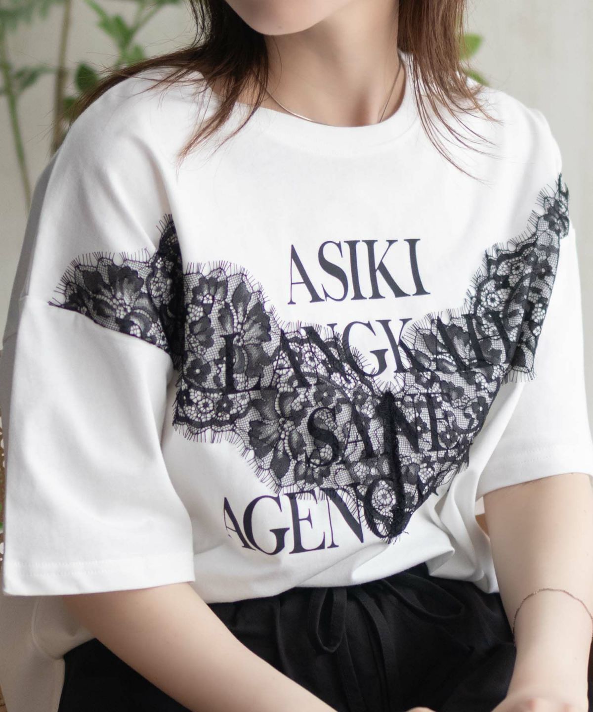 nAvy レース使いプリントTシャツ レディース ネコポス 対応商品