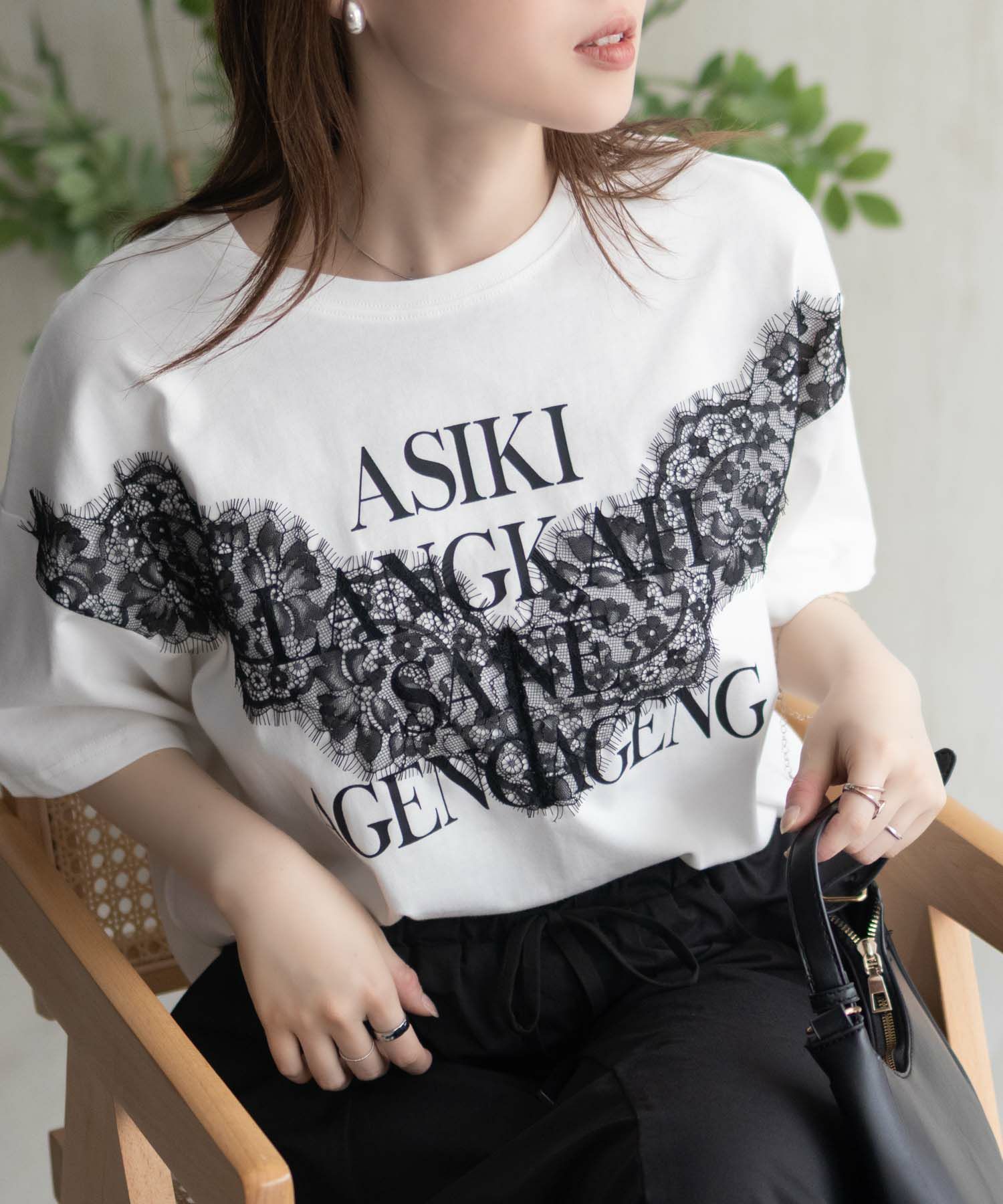 nAvy  レース使いプリントTシャツ レディース メール便 対応商品商品画像-7