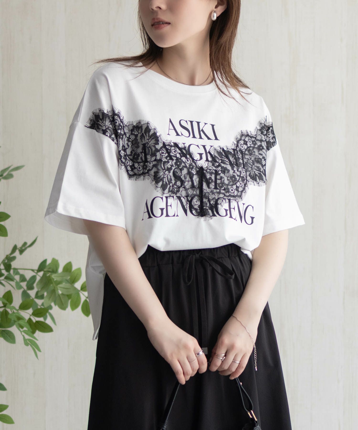 nAvy  レース使いプリントTシャツ レディース メール便 対応商品商品画像-8