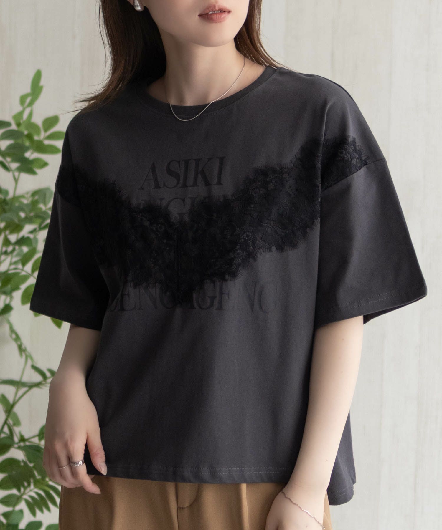 nAvy レース使いプリントTシャツ レディース ネコポス 対応商品