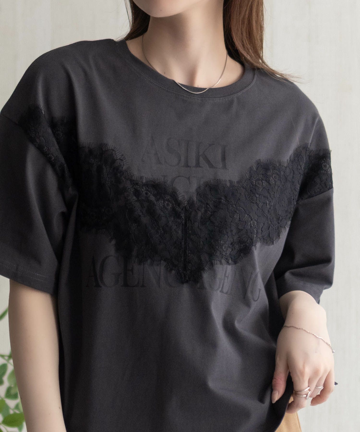 nAvy レース使いプリントTシャツ レディース メール便 対応商品商品画像-13