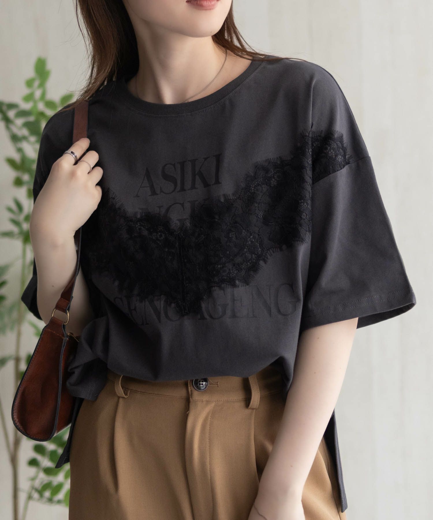 nAvy レース使いプリントTシャツ レディース メール便 対応商品商品画像-16