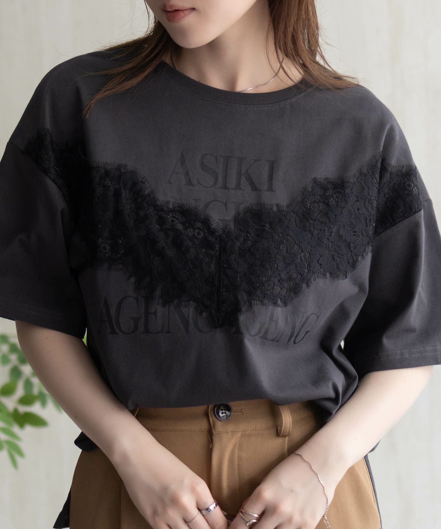 nAvy レース使いプリントTシャツ レディース メール便 対応商品商品画像-17