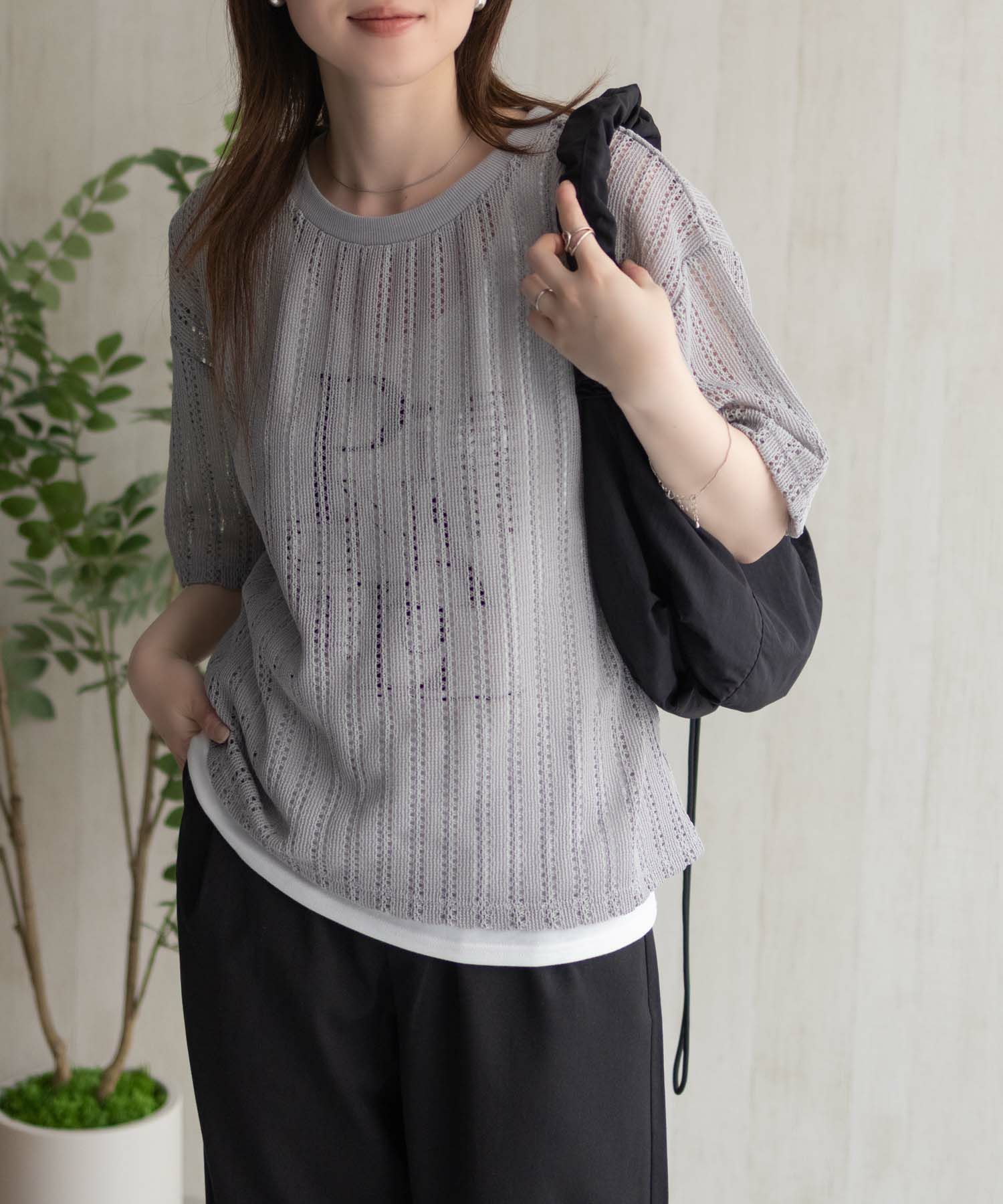 nAvy メッシュレースTシャツ アンサンブル レディース