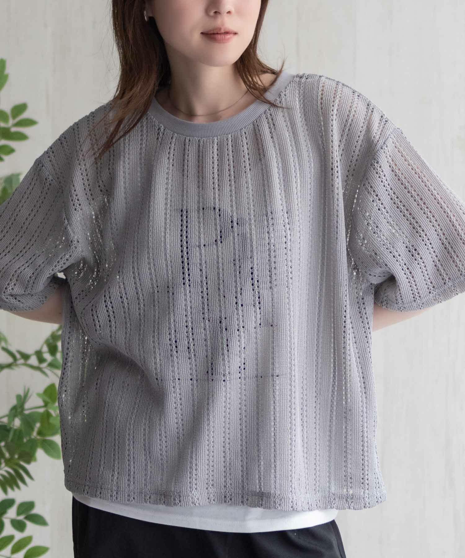 nAvy メッシュレースTシャツ アンサンブル レディース