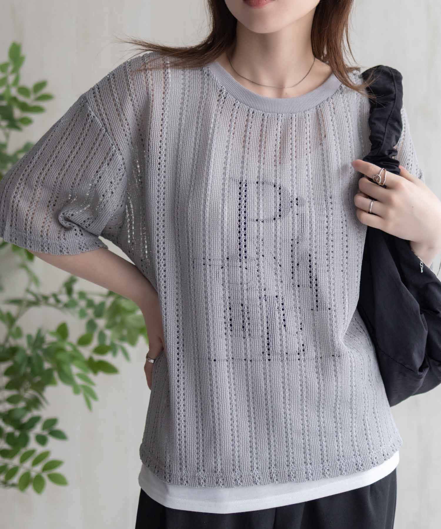 nAvy メッシュレースTシャツ アンサンブル レディース