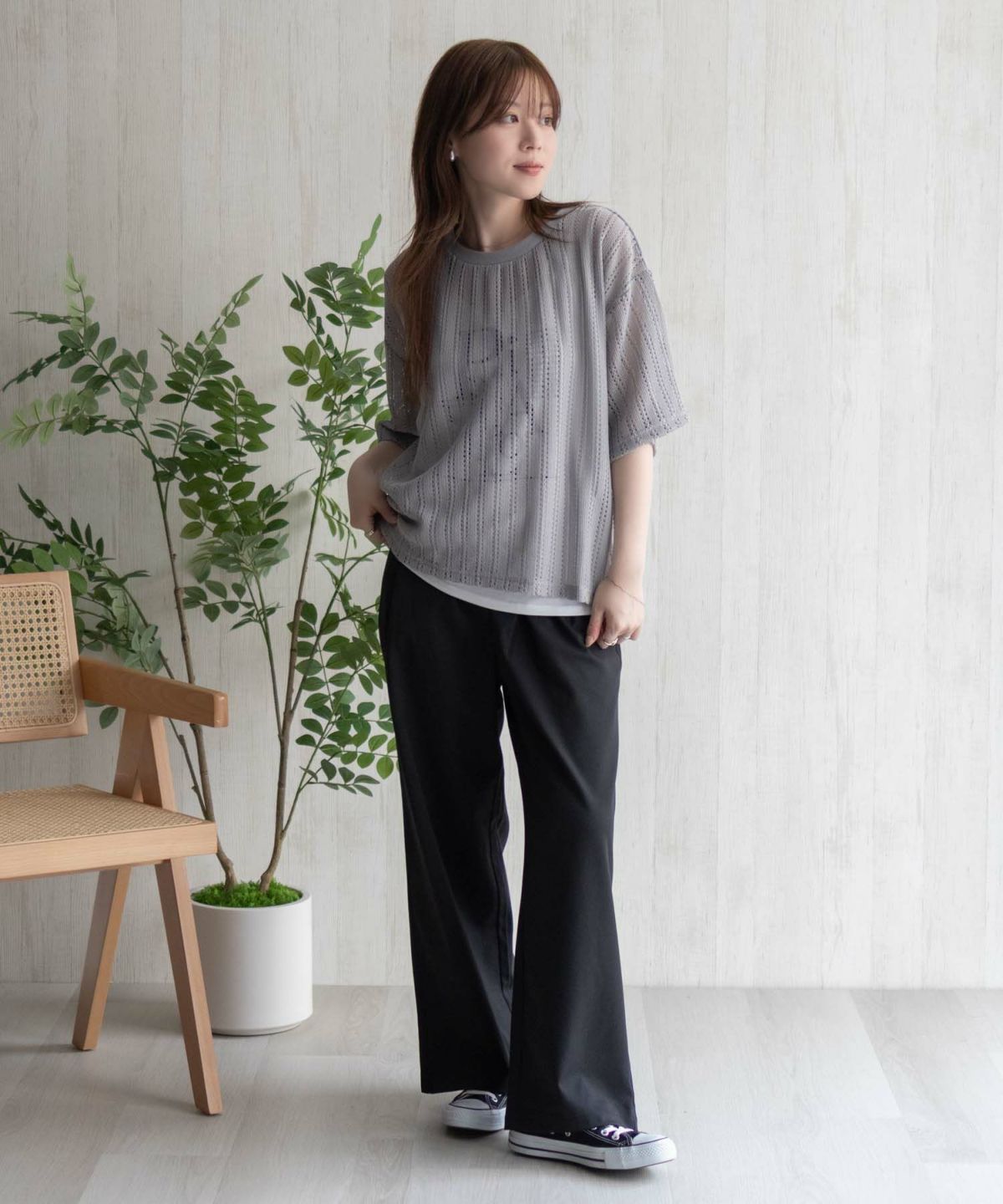 nAvy メッシュレースTシャツ アンサンブル レディース