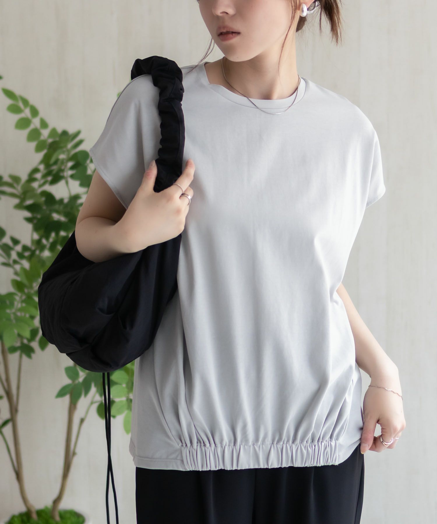 HusHusH  裾ゴムフレンチTシャツ レディース メール便 対応商品商品画像-2
