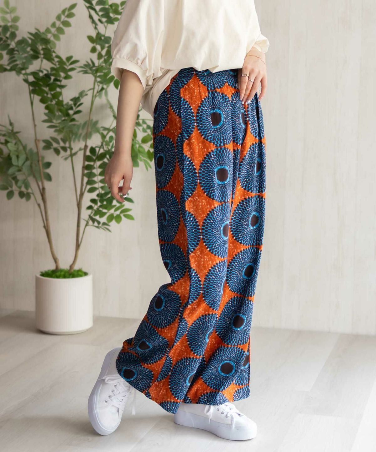 Howdy Marie インドファブリック 総柄ワイドパンツ レディース