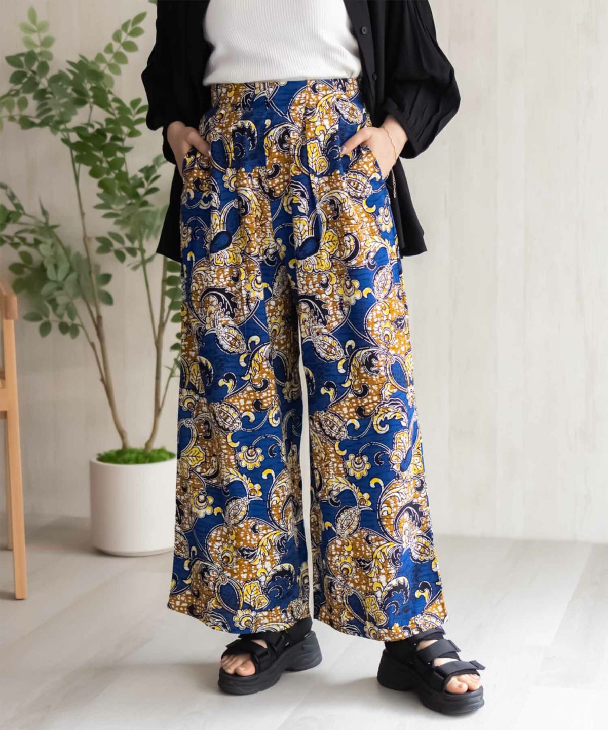 Howdy Marie インドファブリック 総柄ワイドパンツ レディース