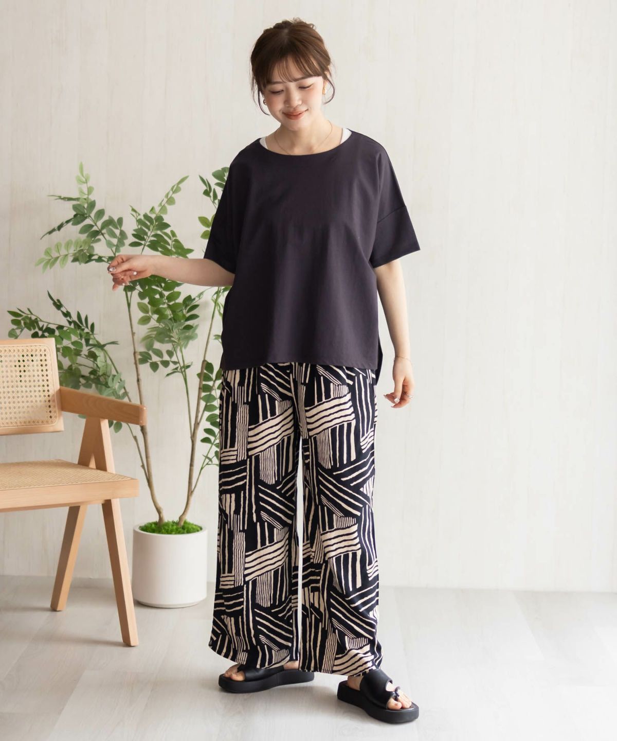 Howdy Marie インドファブリック 総柄ワイドパンツ レディース