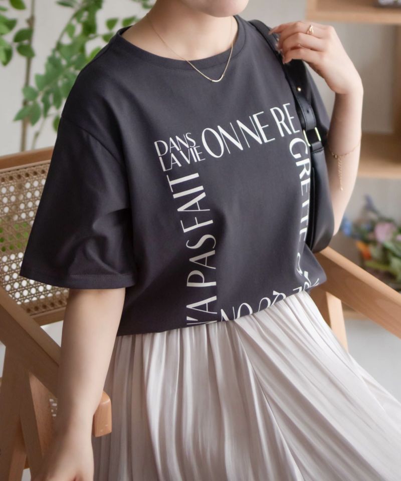 NAVY  メッセージプリントTシャツ レディース メール便 対応商品商品画像-3