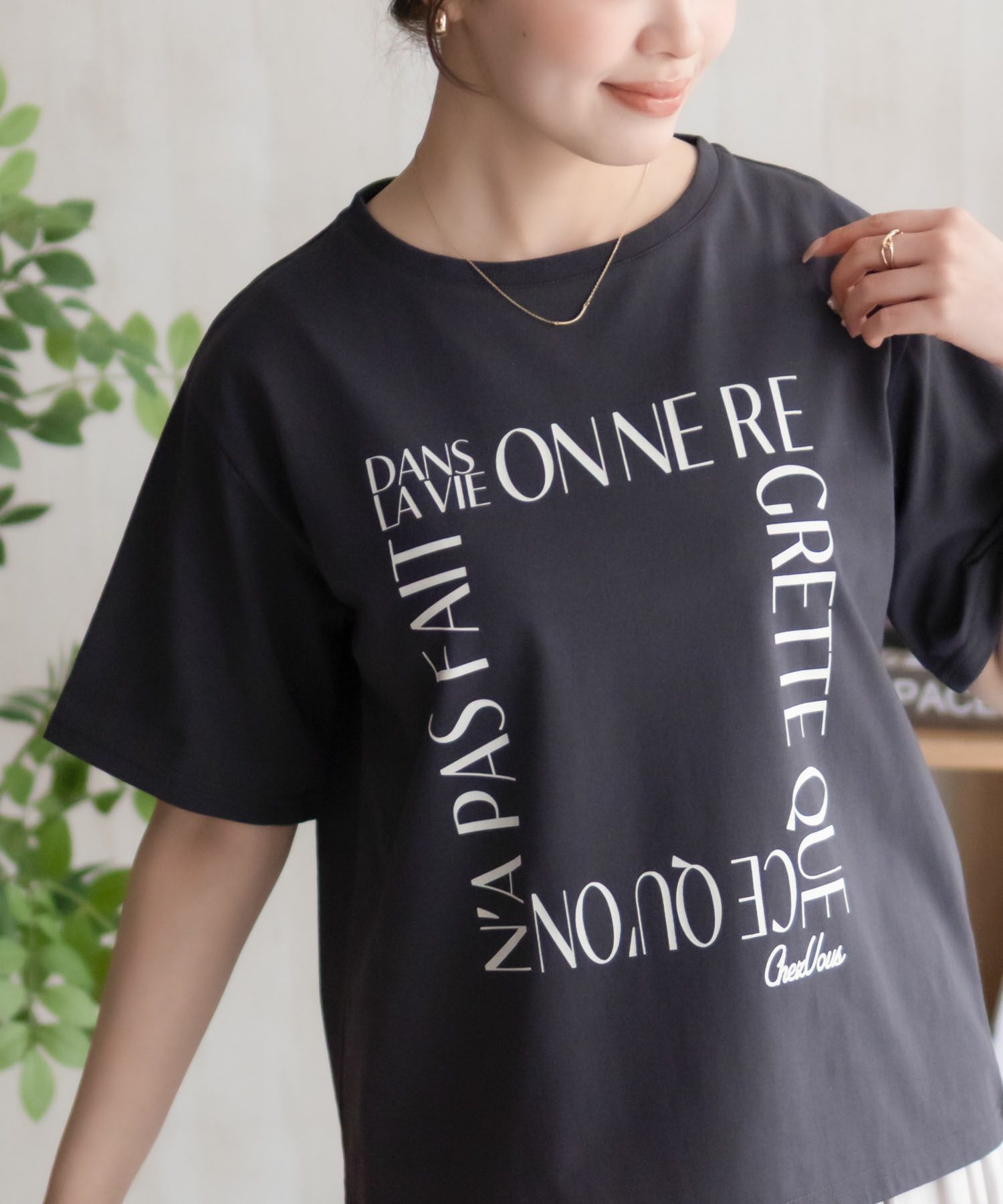 NAVY  メッセージプリントTシャツ レディース メール便 対応商品商品サムネイル-17