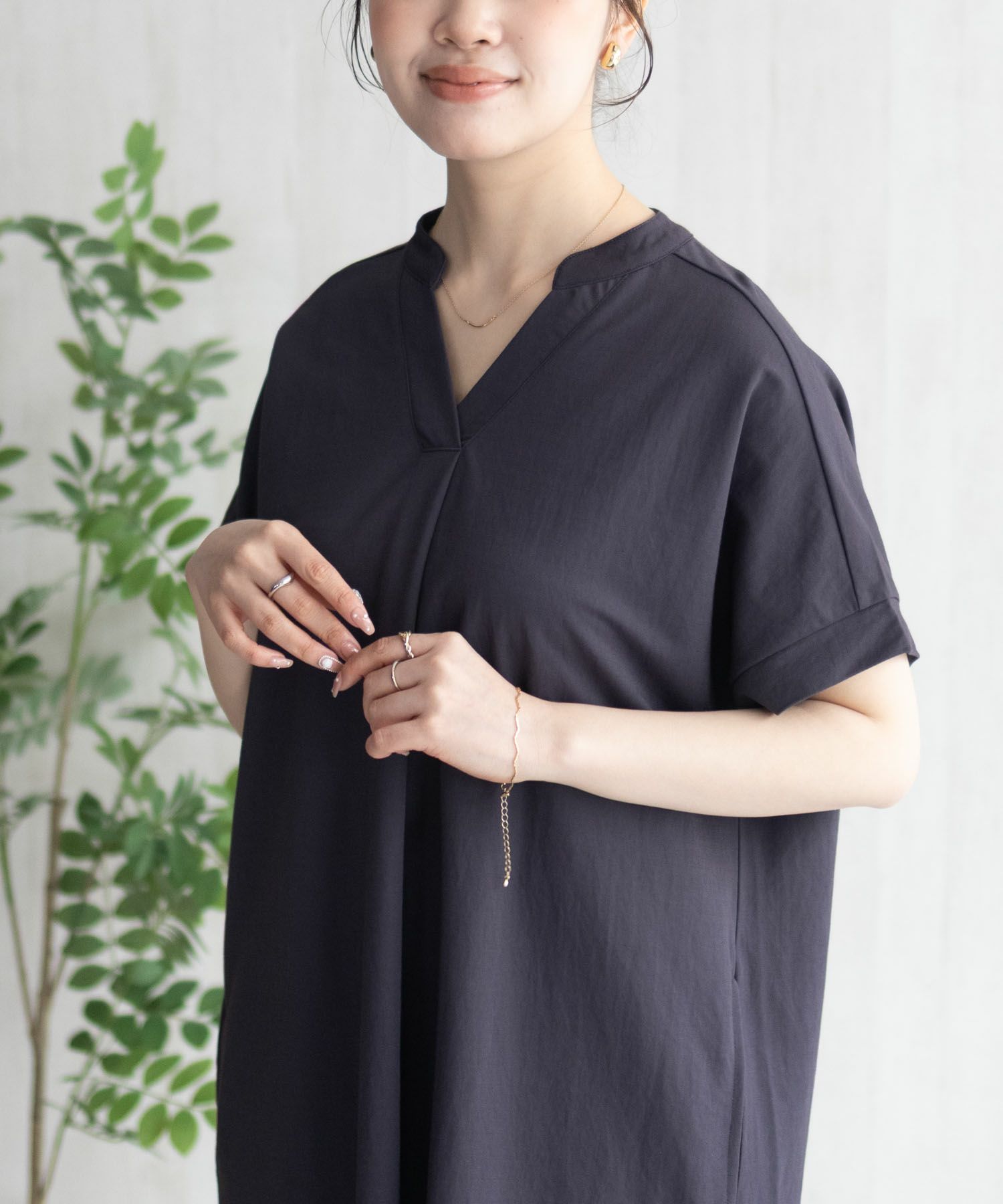 nAvy SARARI スキッパーロングワンピース レディース