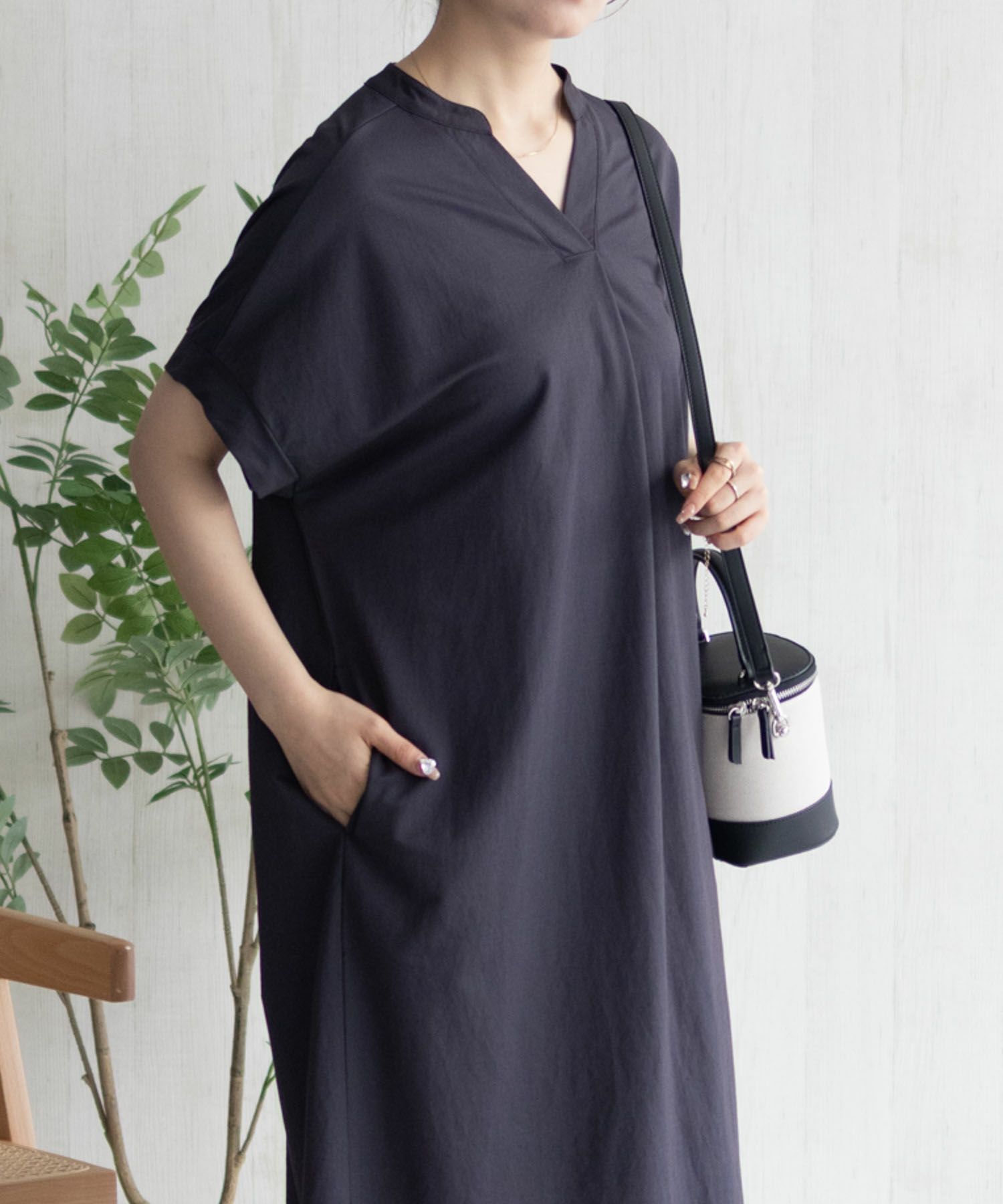 nAvy SARARI スキッパーロングワンピース レディース