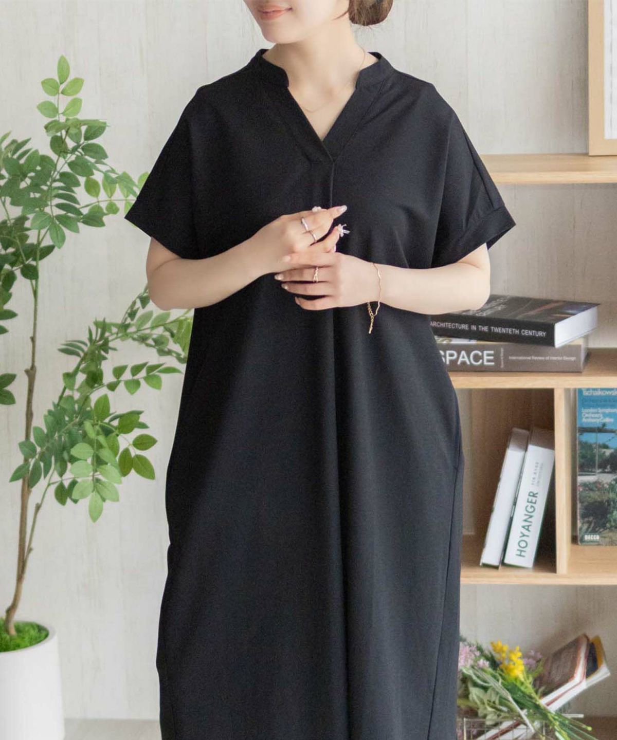 nAvy SARARI スキッパーロングワンピース レディース