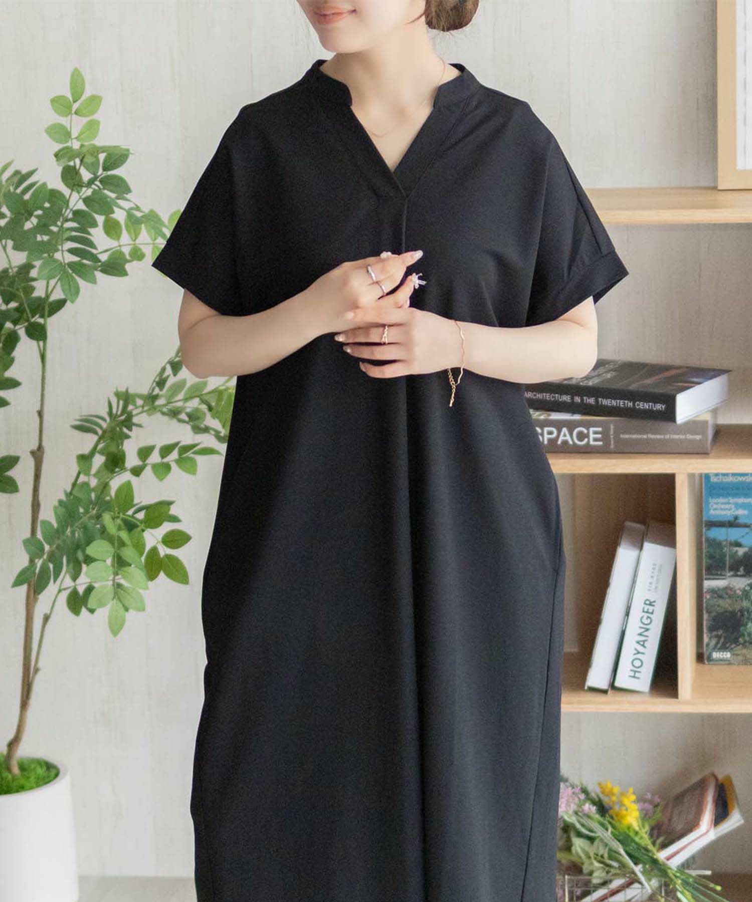 nAvy SARARI スキッパーロングワンピース レディース