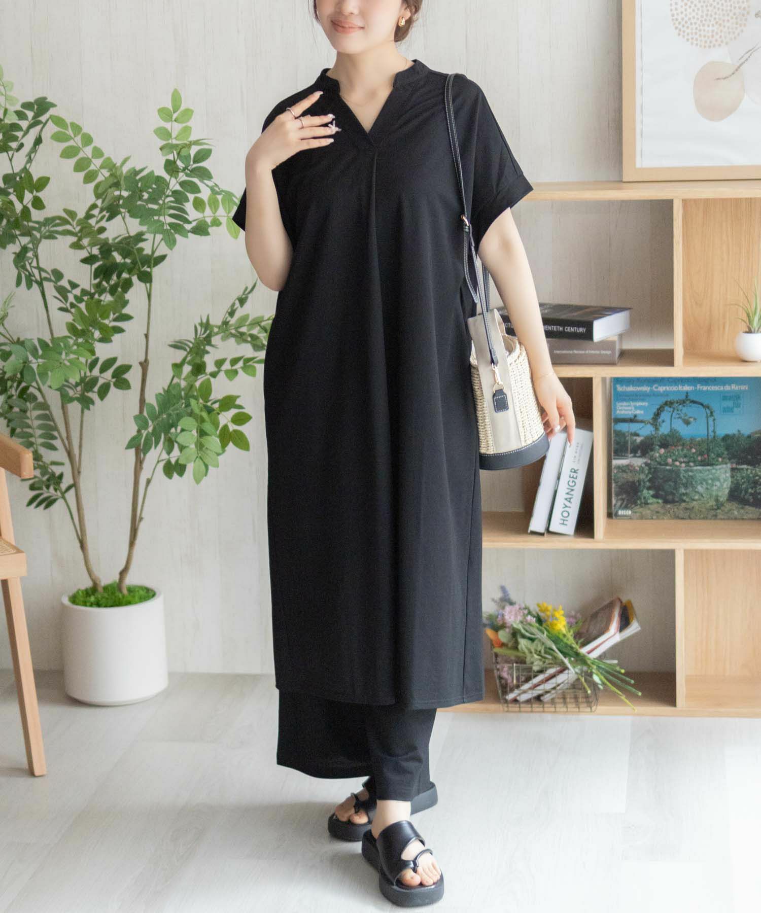nAvy SARARI スキッパーロングワンピース レディース