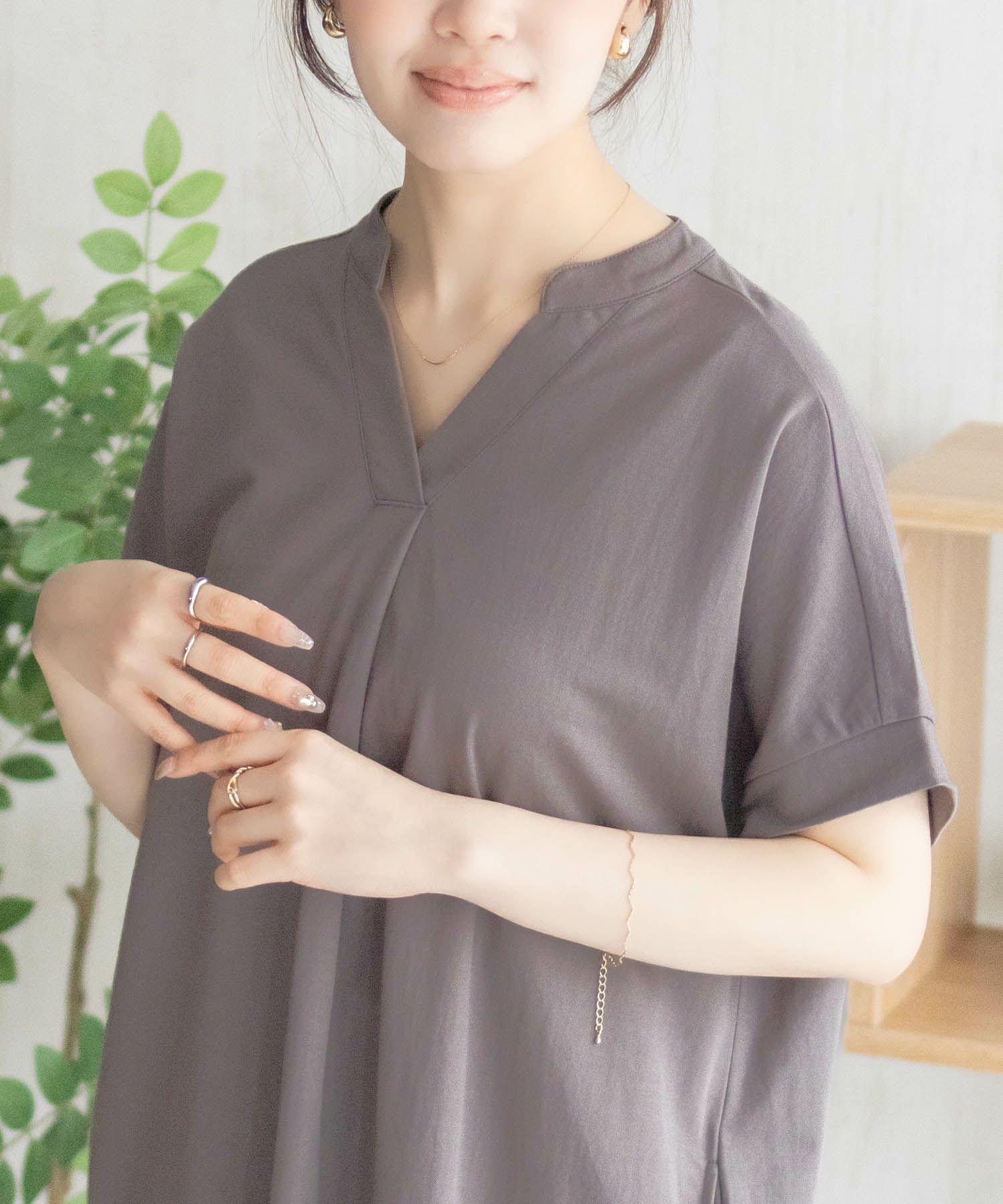 nAvy SARARI スキッパーロングワンピース レディース