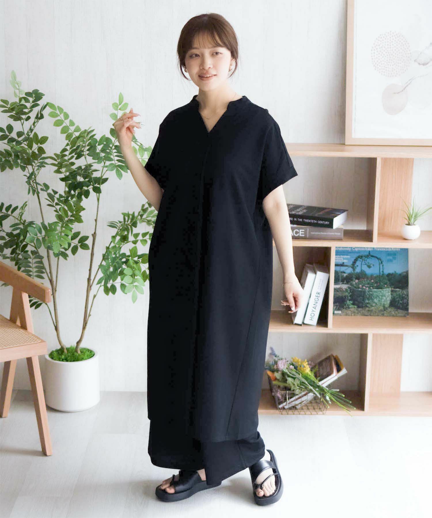 nAvy SARARI スキッパーロングワンピース レディース