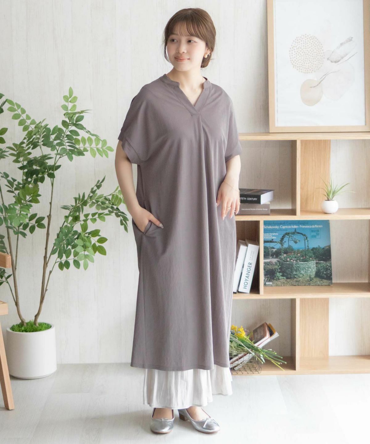 nAvy SARARI スキッパーロングワンピース レディース