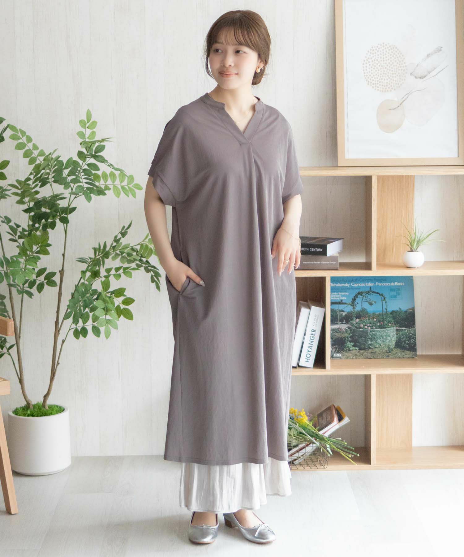 nAvy SARARI スキッパーロングワンピース レディース