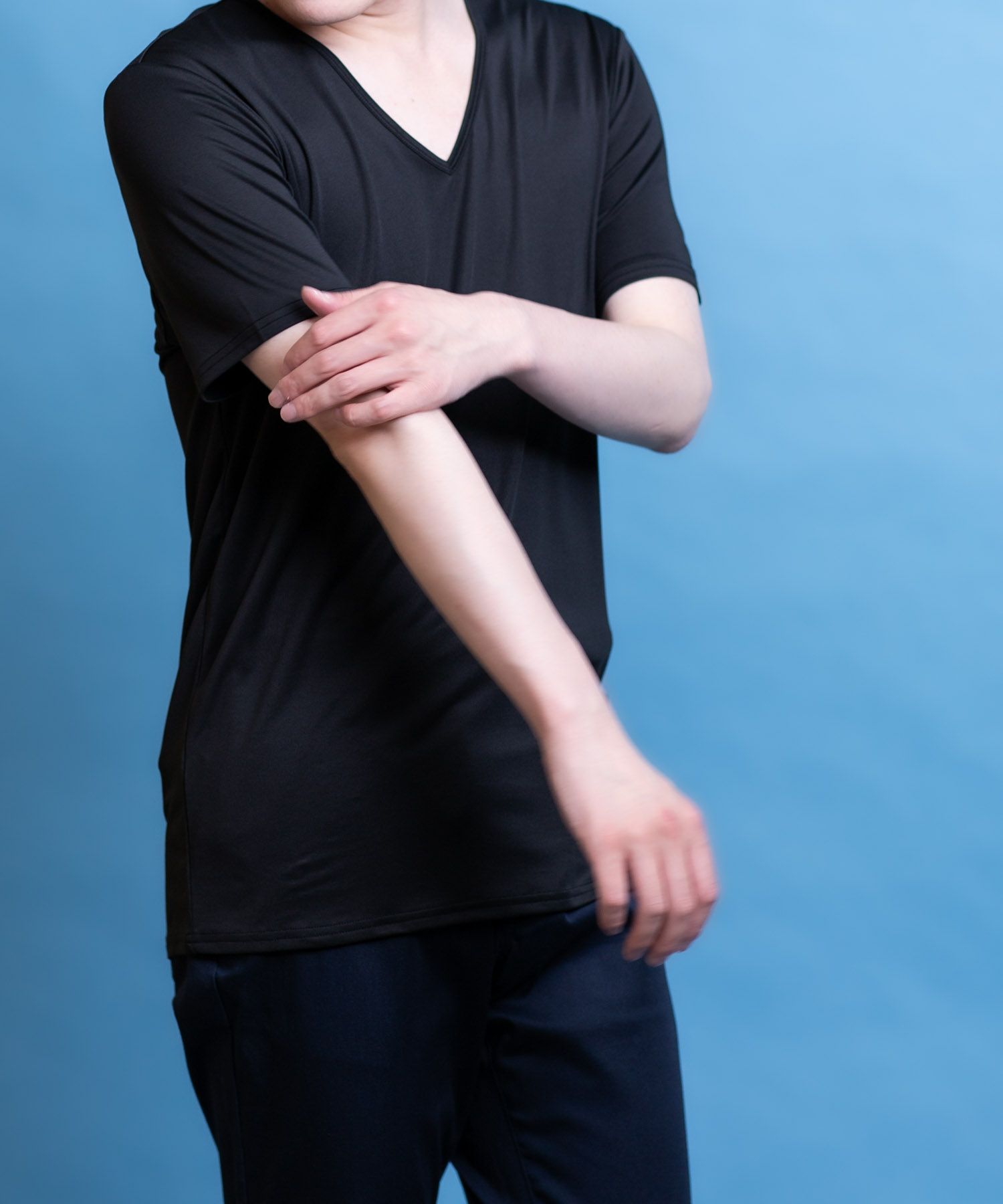 NAVY  SARARI Vネック半袖インナー メンズ メール便 対応商品商品画像-15