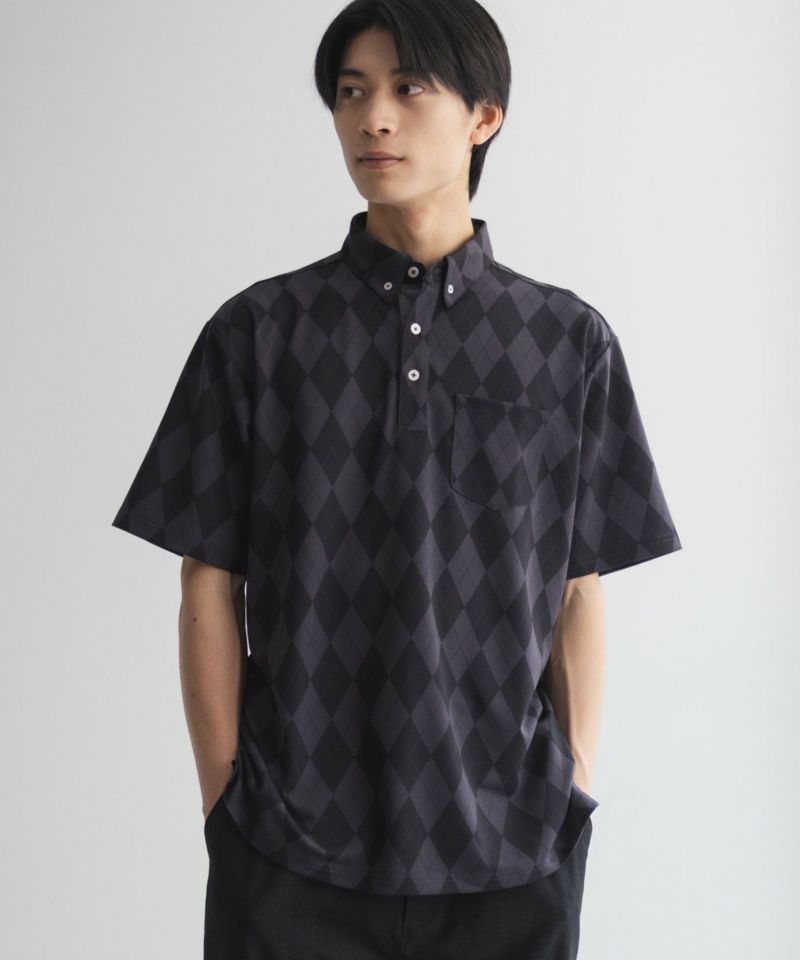 NAVY  アーガイル柄カットポロシャツ メンズ商品画像-2