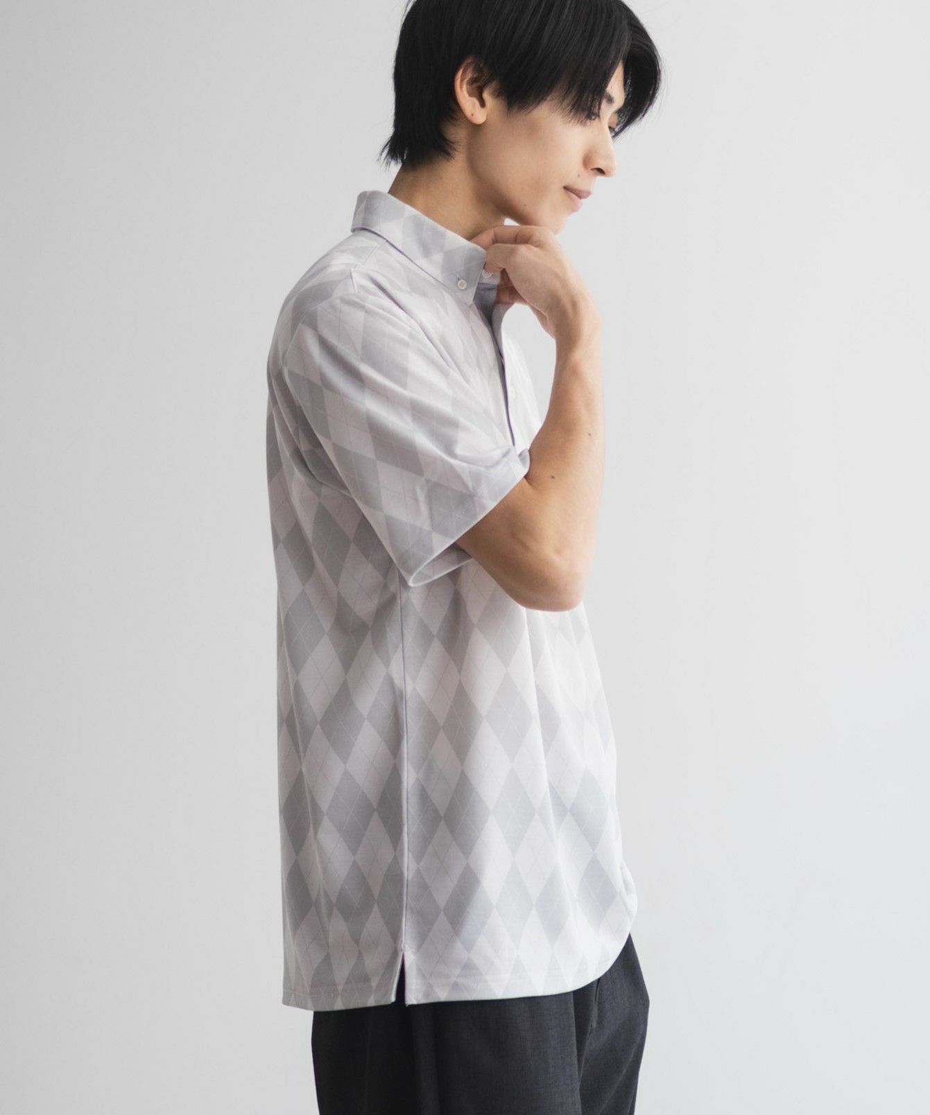 NAVY アーガイル柄カットポロシャツ メンズ商品画像-5