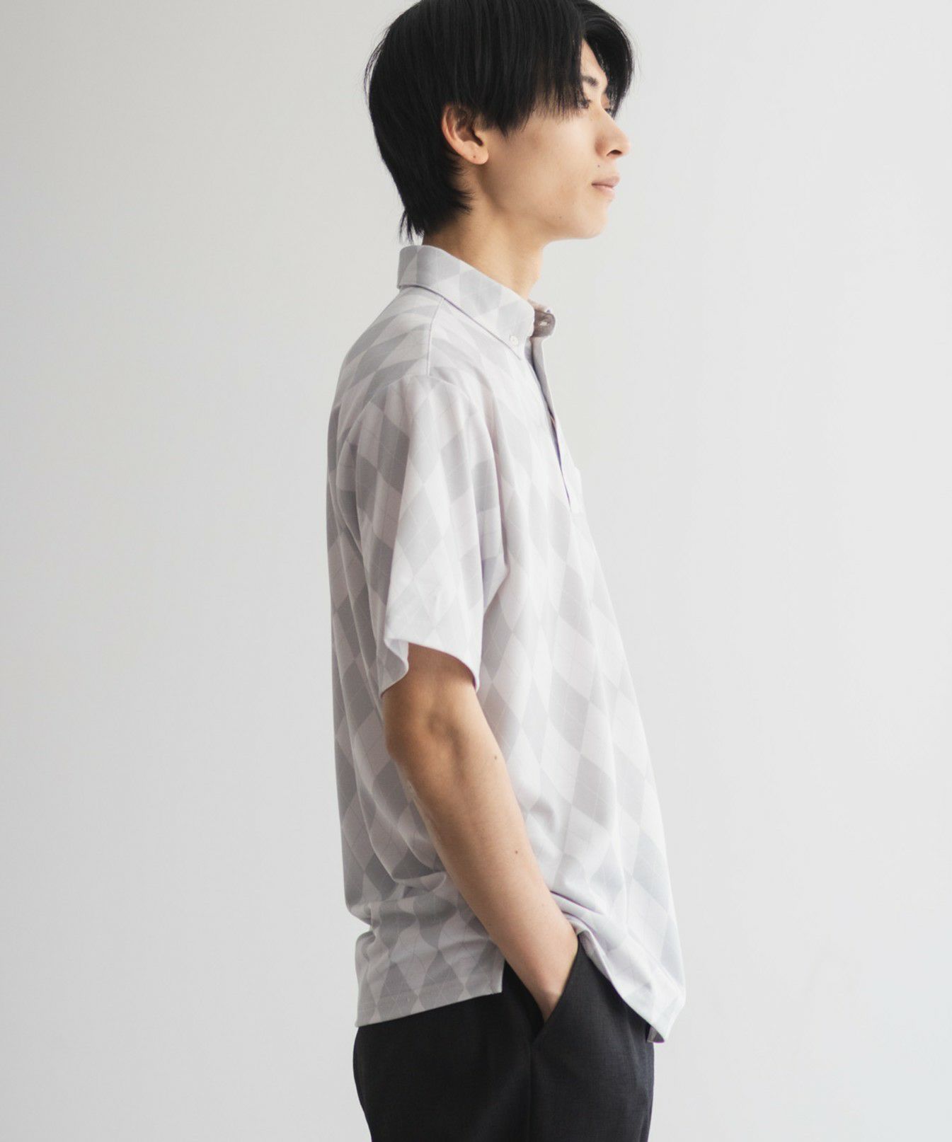 NAVY アーガイル柄カットポロシャツ メンズ