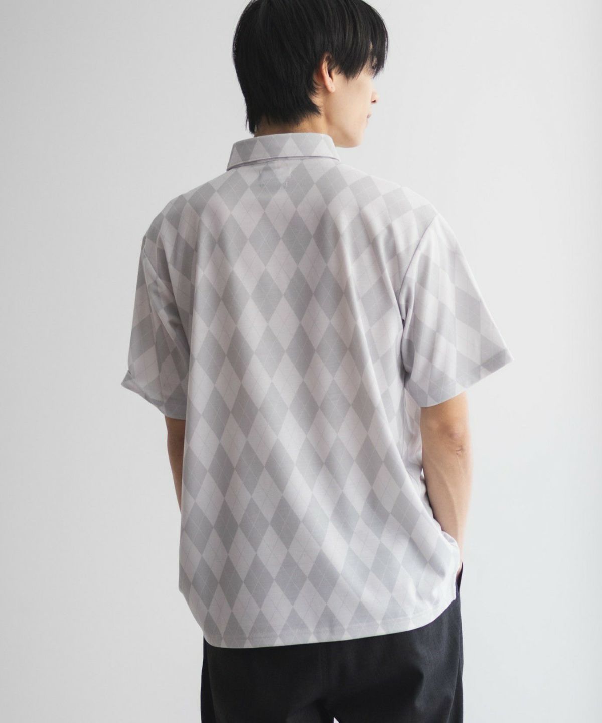 NAVY アーガイル柄カットポロシャツ メンズ