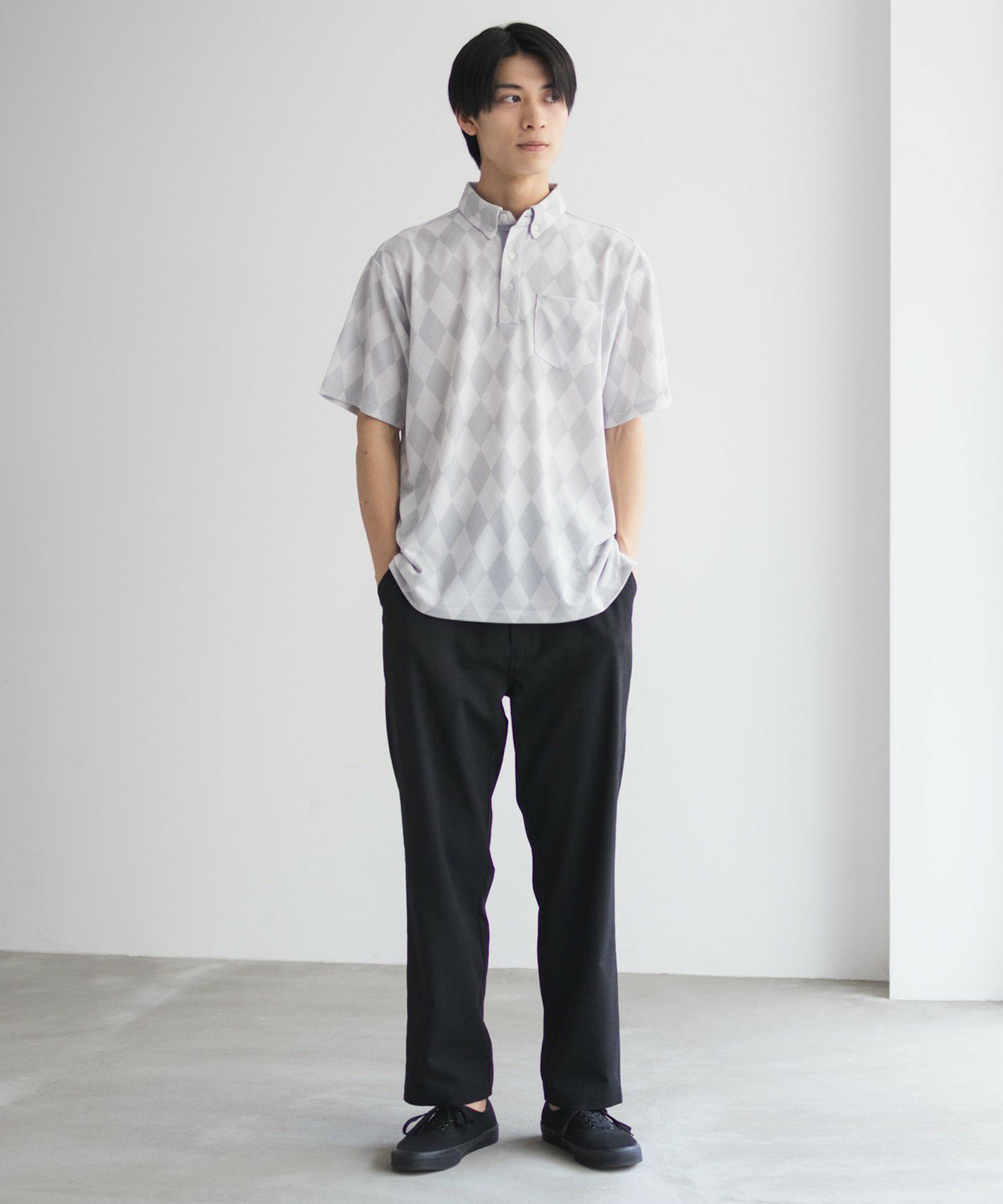 NAVY アーガイル柄カットポロシャツ メンズ商品画像-8